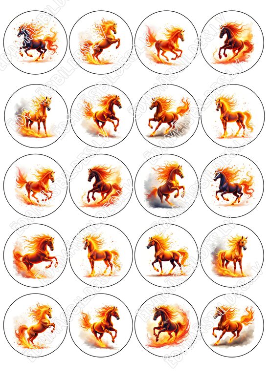 Chocolate Transfer Sheets "Ugunīgais zirgs 2026 ", 5 cm